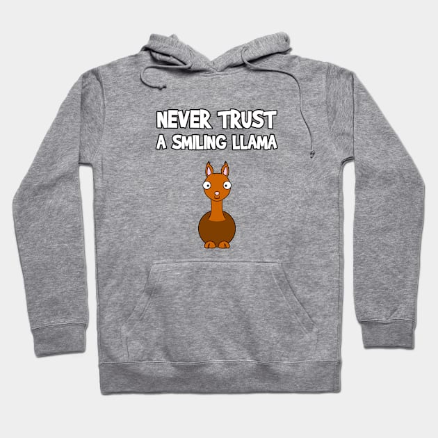 Never Trust A Smiling Llama Funny Animal Cartoon Pet Humor Hoodie by FlashMac